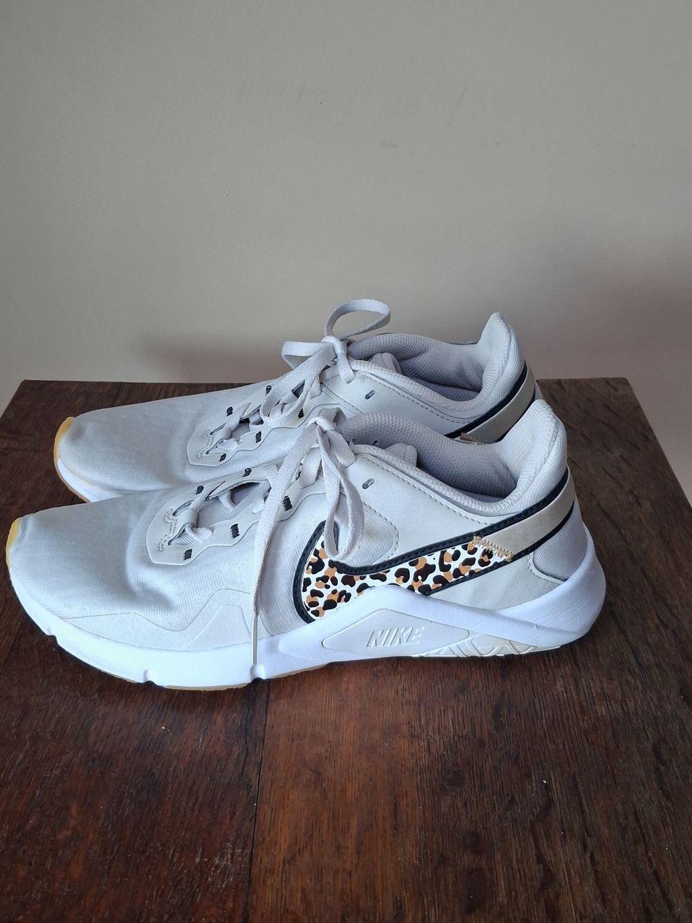 Nike Legend Essential 2 Leopard Print Training Shoes Light Bone; Sz. 8